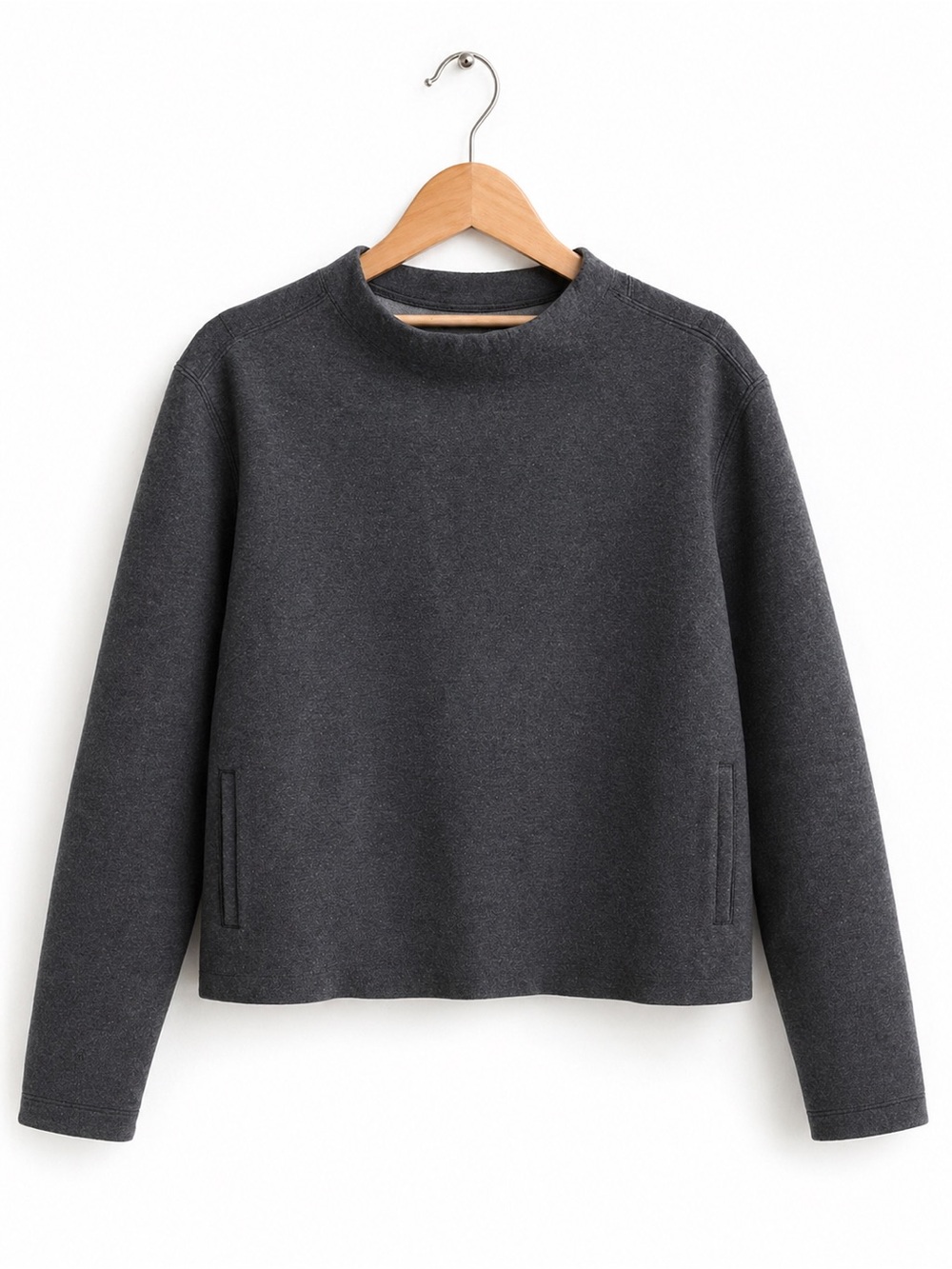 Lululemon Scuba Pullover Sweatshirt Charcoal Grey Cropped Structured Size 8